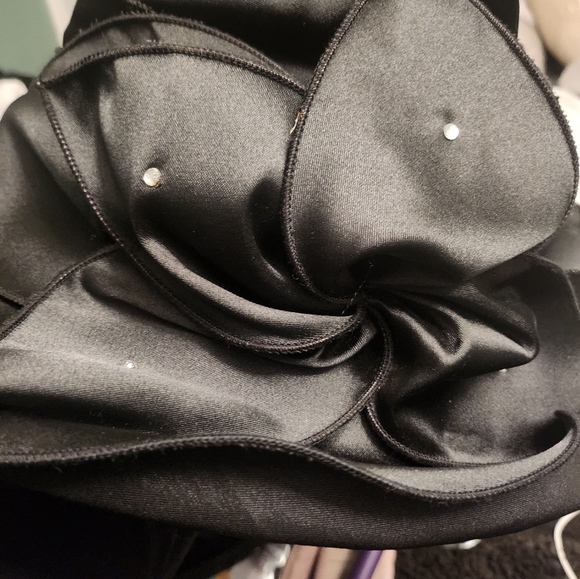 Hat gorgeous black Church hat w/ rhinestone - Picture 2 of 7